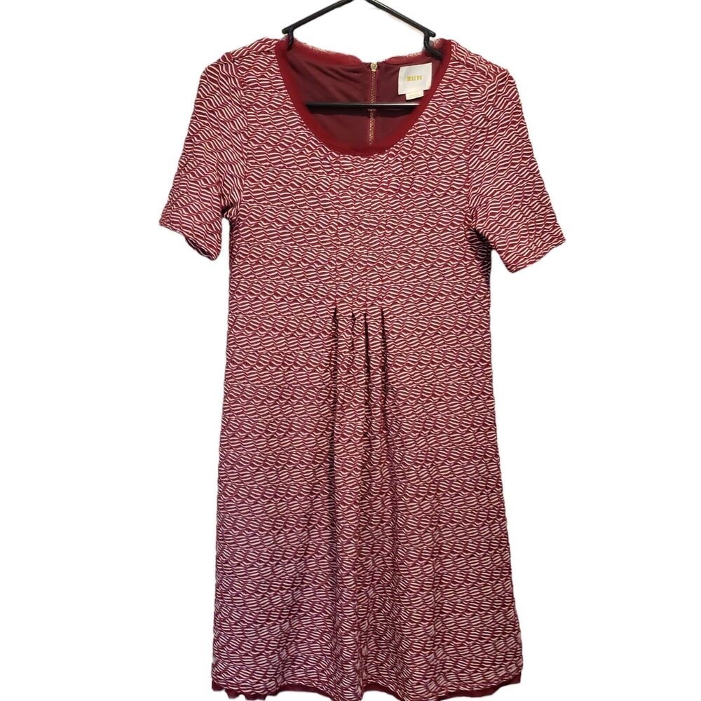 Maeve Womens Dora Dress Size X-Small Burgundy Red Gauzy Textured Pleats Lined